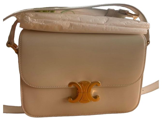 Céline Triomphe Handtasche Pelz Creme Roh