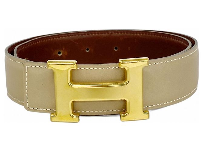 Cinturón Constance Hermès Castaño Beige
