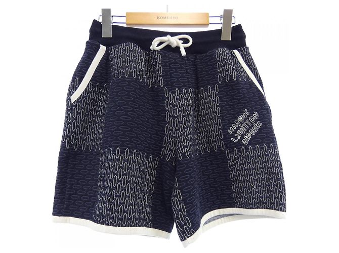 Louis Vuitton Damier gesteppte Baumwollshorts Blau Marineblau