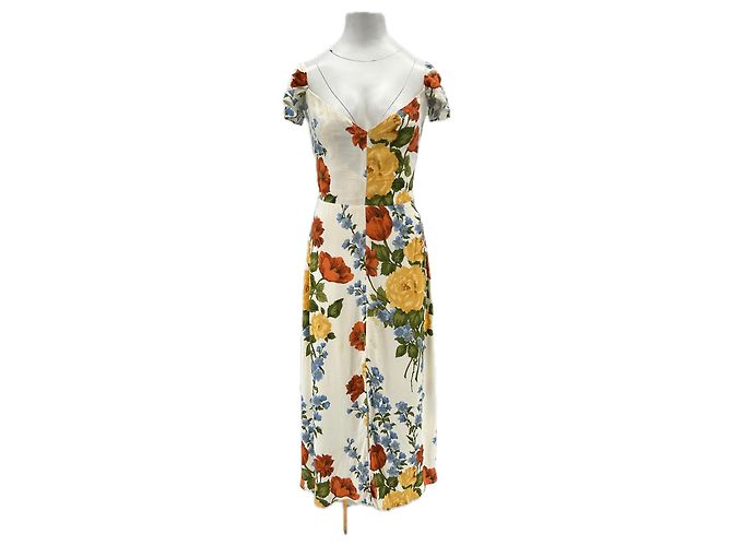 Reformation Robe longue avec fleurs  col v Multiple colors