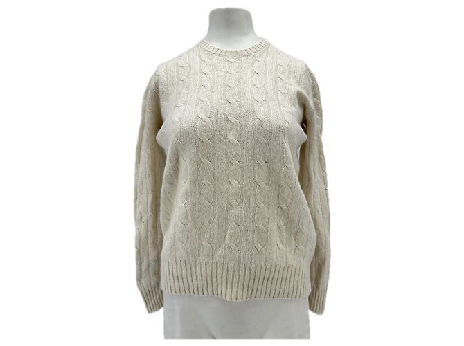 Polo Ralph Lauren Pull en maille torsadée blanc en cachemire