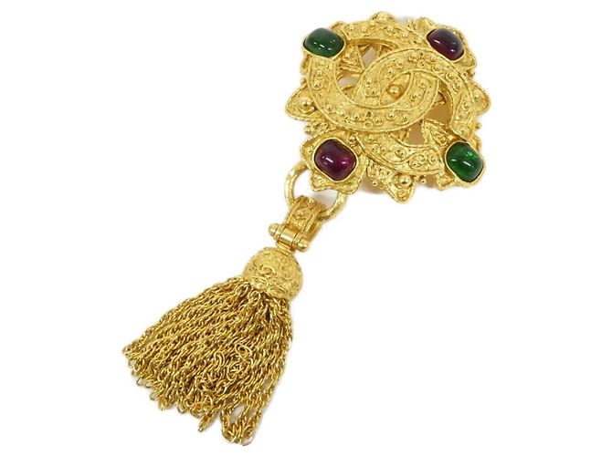 Spilla Chanel oro, verde e rosso D'oro