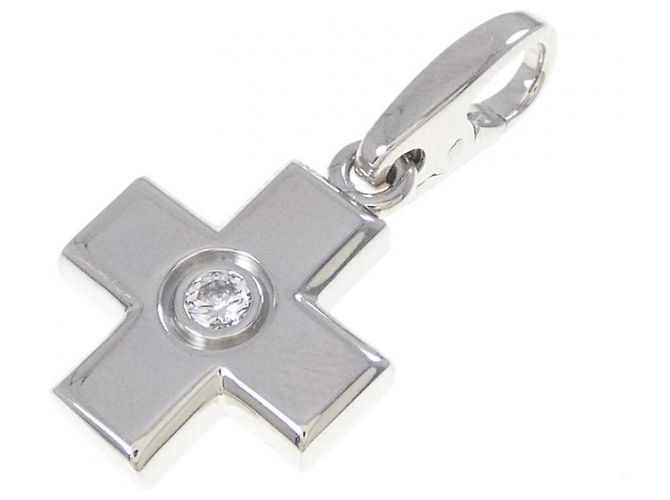 Colar de charme cruz em ouro branco 18K Cartier