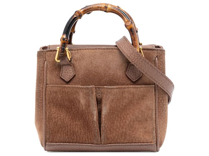 Bamboo Bolsa mini de camurça marrom Gucci com bambu