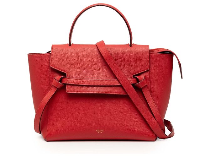 Belt Bag Céline Bolsa de cinto em couro de bezerro micro texturizado vermelho Celine