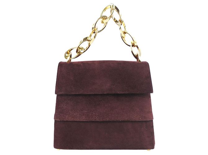 Salvatore Ferragamo Bolso de cadena de ante marrón Ferragamo Castaño Marrón oscuro