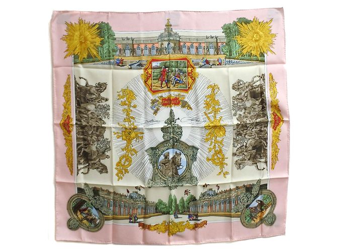 Lenço de seda Sanssoucy rosa Hermès 90
