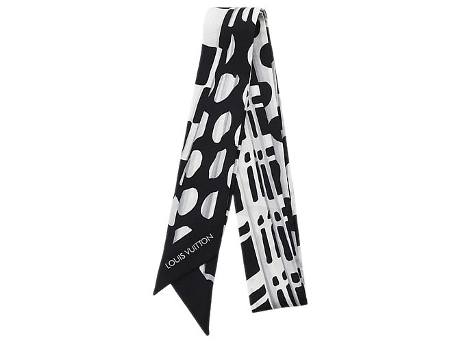 Bufanda de seda negra estampada Louis Vuitton