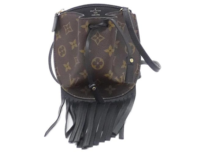 Noe Bolsa de Ombro Noé MINI M67802 em Canvas Monogram com Franjas Louis Vuitton