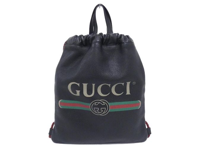 Mochila de cuero negro Gucci
