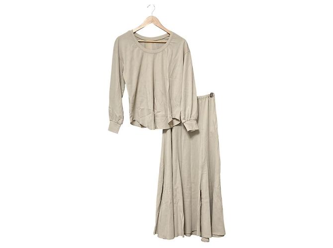 Autre Marque Mila Owen Set Top a Maniche Lunghe Gonna Lunga Beige
