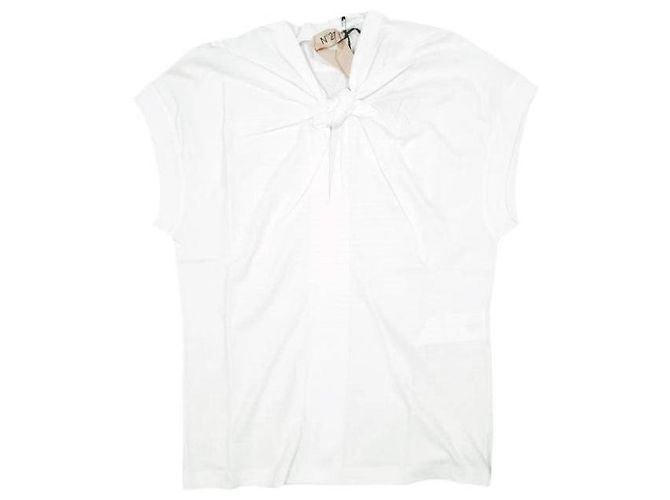 Autre Marque Top de algodón con diseño de cinta N°21 Blanco