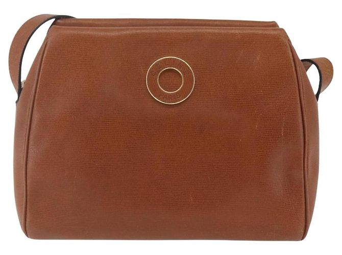 Céline Celine Vintage Circle Logo Cuir Small Marron