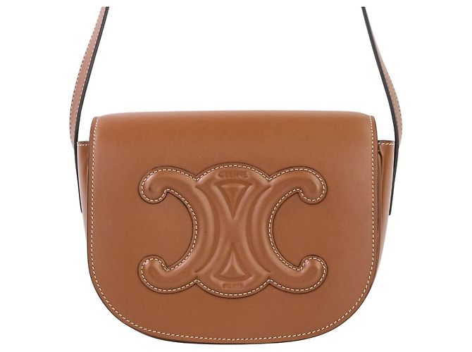 Céline Sac à épaule Cuir Triomphe Folco de Celine Marron