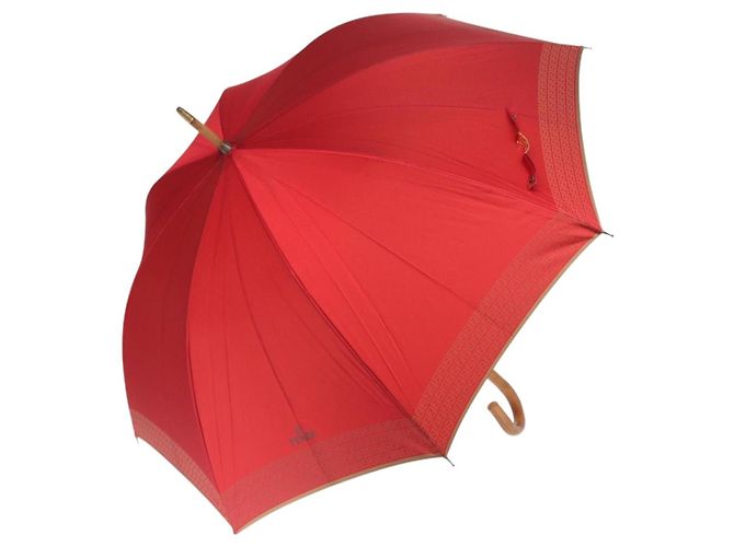 FENDI Zucchino Canvas Umbrella Nylon Red Auth ka2000