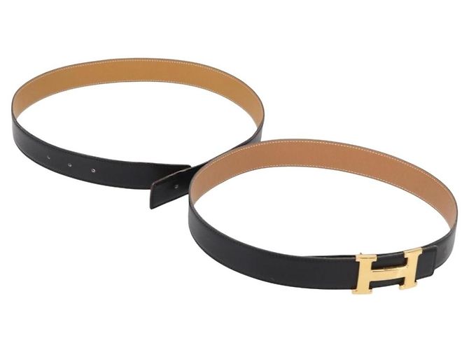 Hermès Cintura HERMES Constance in pelle 25,6"" - E27,6"" 2 pezzi Nero Auth am10603