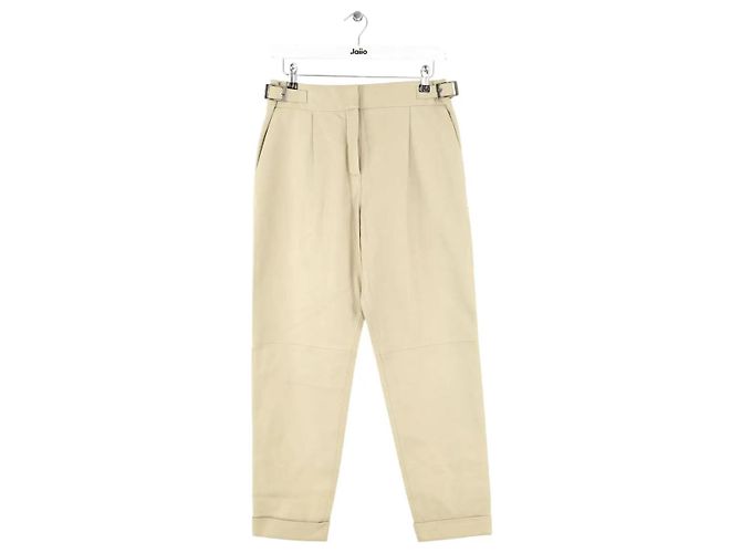 Maison Ullens Pantalones rectos de cuero ecru