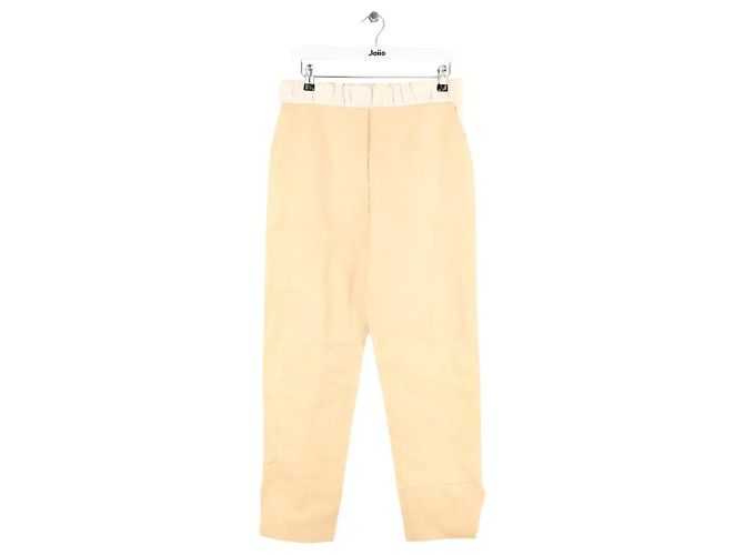 Maison Ullens Beige Leder Gerade Hose
