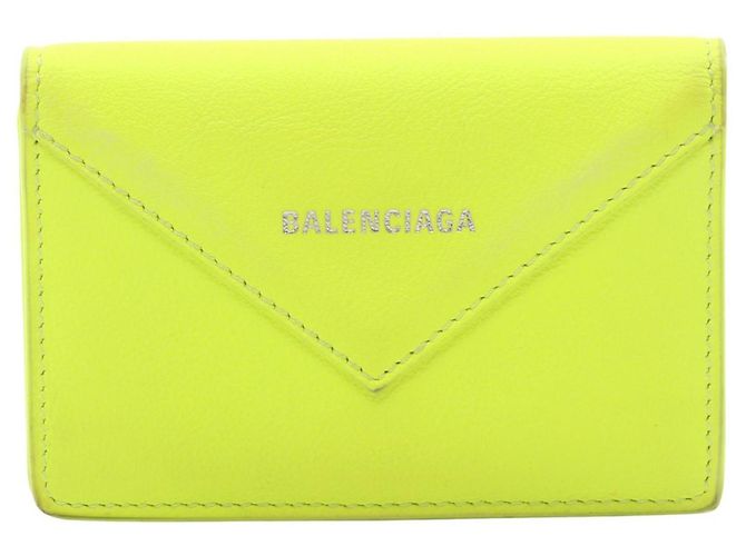 Tarjetero de cuero verde Balenciaga