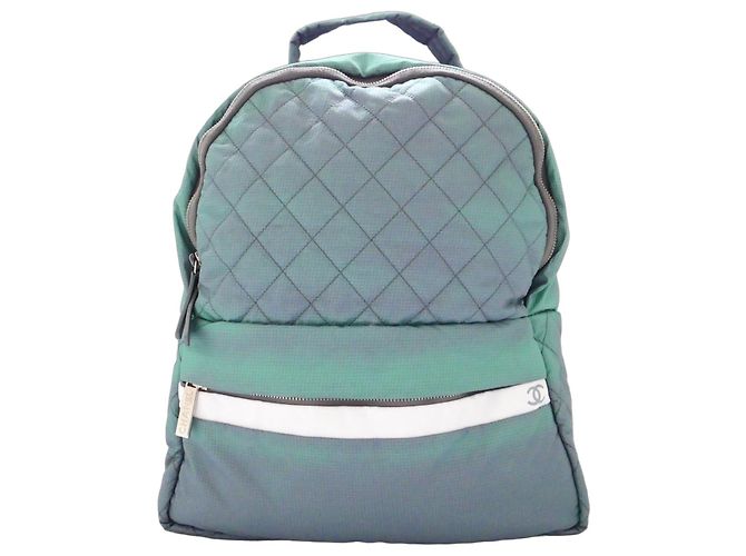 Chanel Matelassé Backpack Green Ombre Nylon