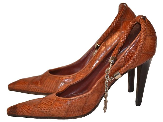 Sergio Rossi leather pumps with ankle strap brown size 37 IT