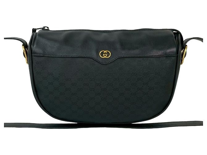 Bolsa de ombro mini em couro com logo Micro GG da Gucci Preto
