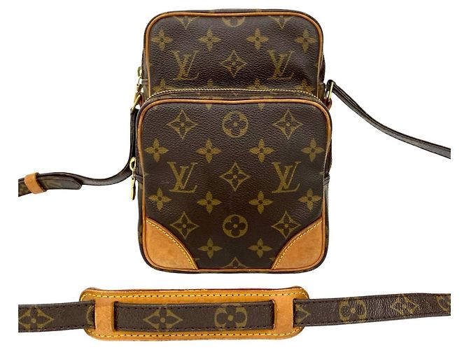 Bolsa de ombro mini em couro Monogram Louis Vuitton / Pochette Marrom