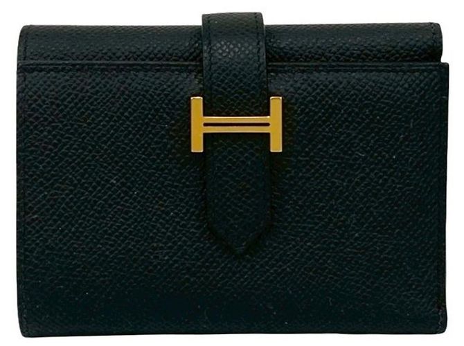 Cartera tri-fold de cuero Epsom Bearn de Hermès Negro