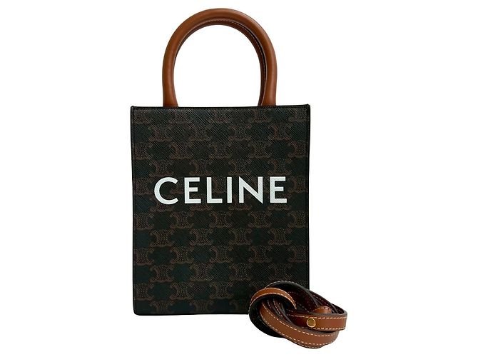 Céline CELINE Vertical Cabas Mini Leather 2-Way Handbag Brown