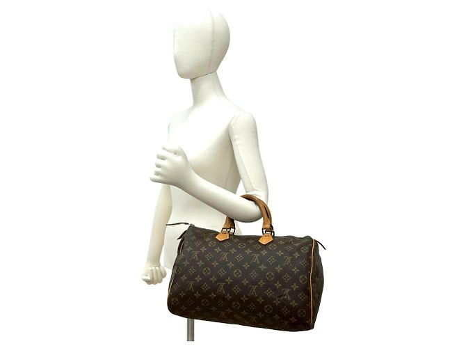 Bolsa de mão Boston Louis Vuitton Speedy 35 em couro Monogram Marrom