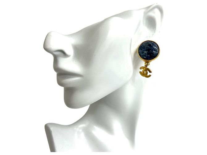 Orecchini GP in pietra marmorea Coco Mark di CHANEL Blu D'oro