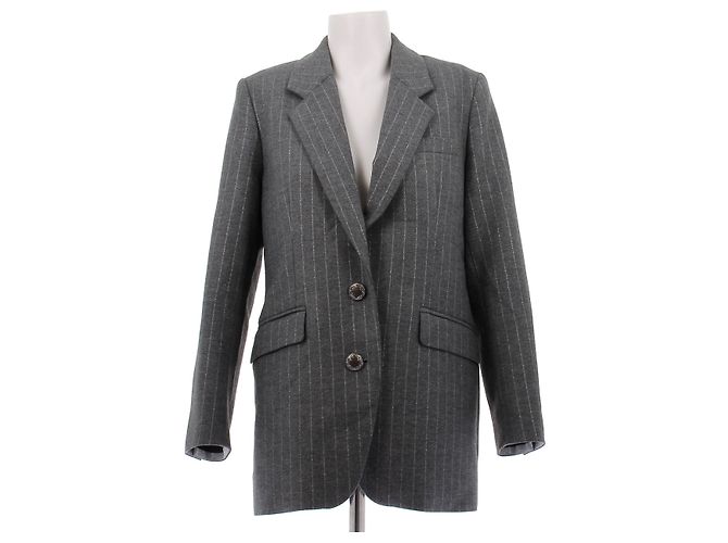 DMN Grau gestreifter Anzugjacke