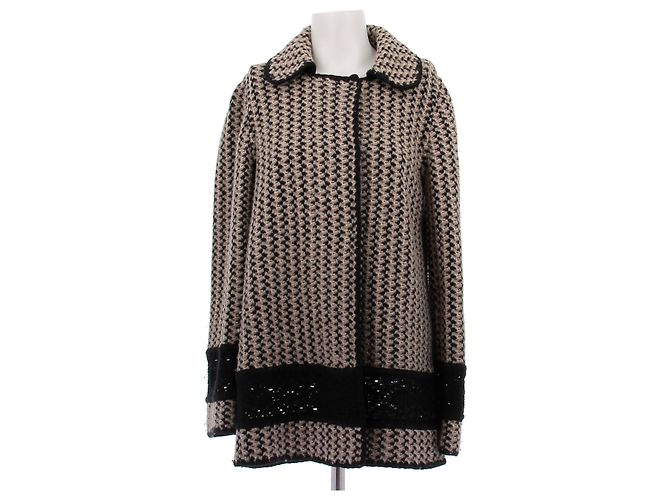 Missoni Giacca lunga in tweed di lana Marrone