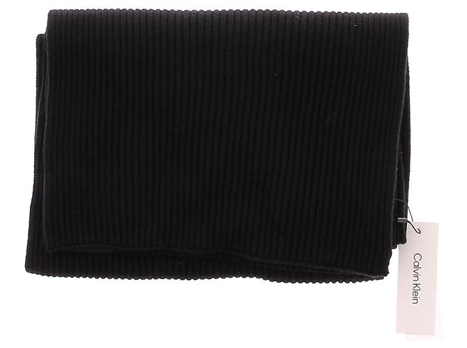 Calvin Klein Sciarpa nera in cotone e cashmere Nero 