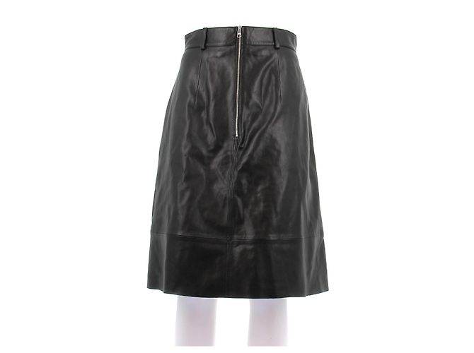 Falda de cuero negra Hugo Boss Negro