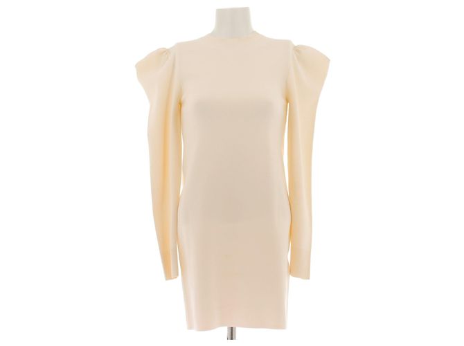 Max Mara Kleid mit Schulterpolstern in Ecru Beige