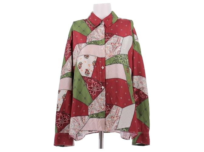 Autre Marque Camicia fluida patchwork in seta Multicolore
