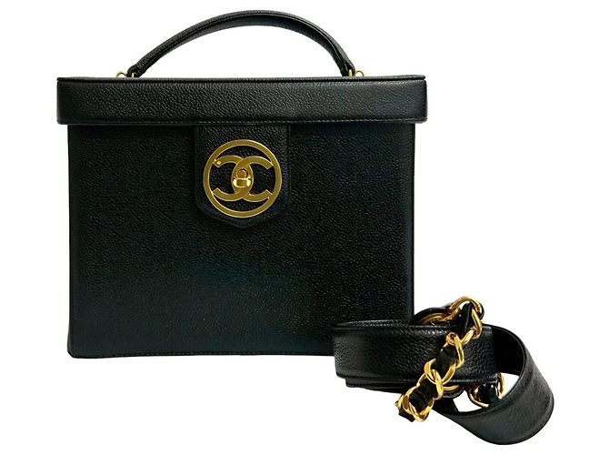 Borsa a Spalla 2 in 1 in Pelle Caviar Opaca Chanel Coco Mark Nero