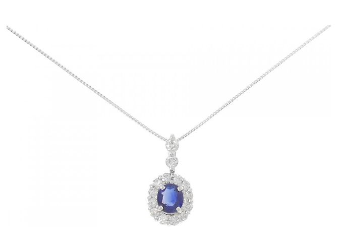 Autre Marque Au750 Saphir-Diamant-Halskette Silber