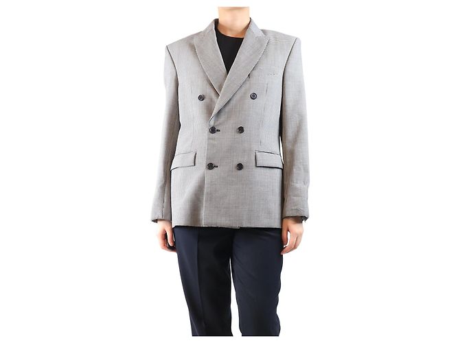 Autre Marque Black and white houndstooth double breasted jacket - size UK 10