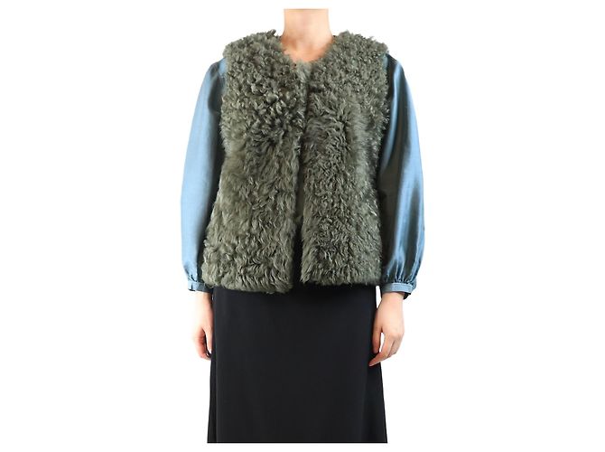 Rachel Comey Khaki wendbare Lammfellweste - Größe S Grün