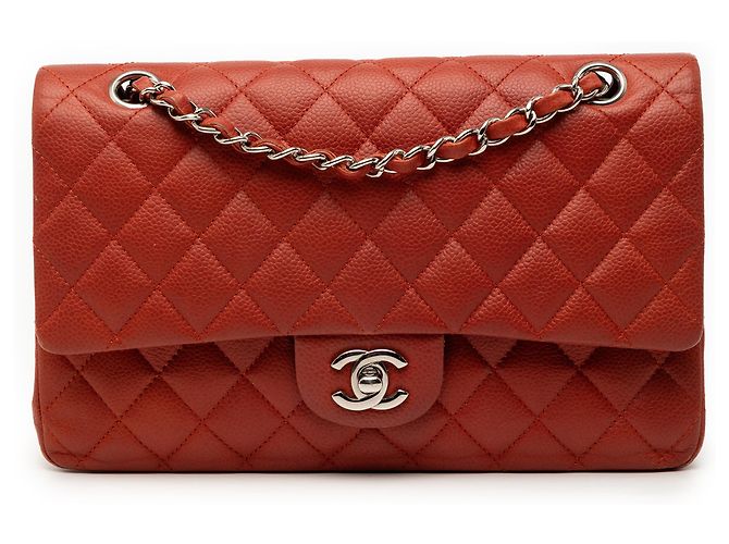 Chanel Red Medium Classic Caviar Double Flap