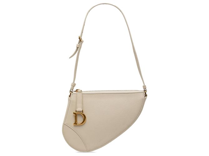 Saddle Poche Rodeo em Couro de Cabra Branco Dior