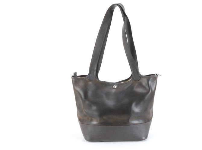 Bolsa tote de couro Picotin GM Amazonia estampada com F da Hermès Castanho escuro