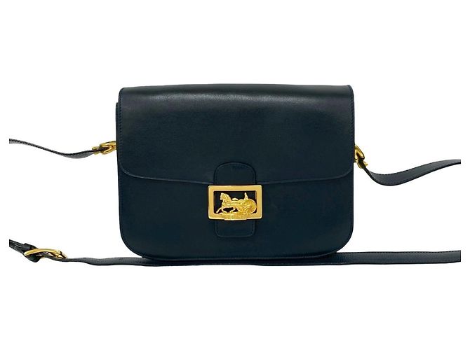 Céline Pochete de couro de bezerro azul marinho Celine