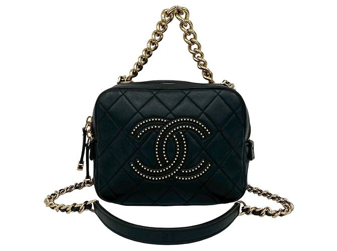 Bolsa de couro matelassé Coco Stud da CHANEL Preto