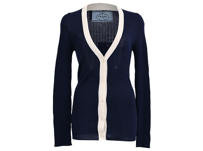 Prada V-Ausschnitt-Cardigan aus marineblauem Kaschmir