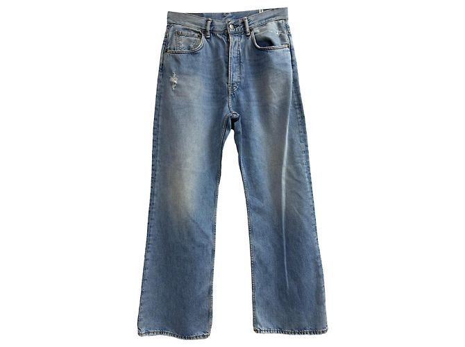 Jeans a gamba larga strappati in cotone blu Acne Studios