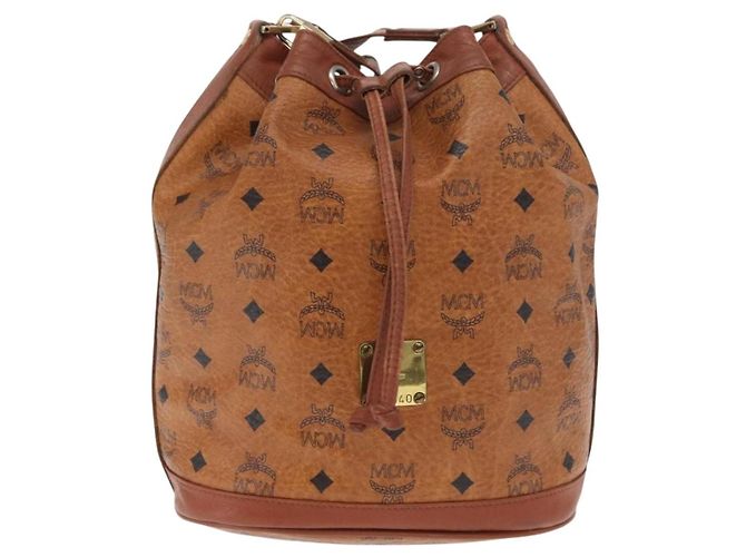 Bolsa de ombro MCM Visetos em lona e couro Marrom