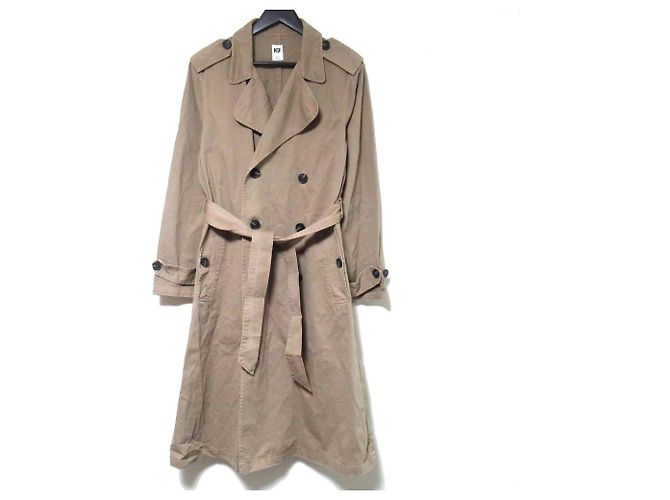 Autre Marque NSF Double-Breasted Belted Trench Coat Brown Beige